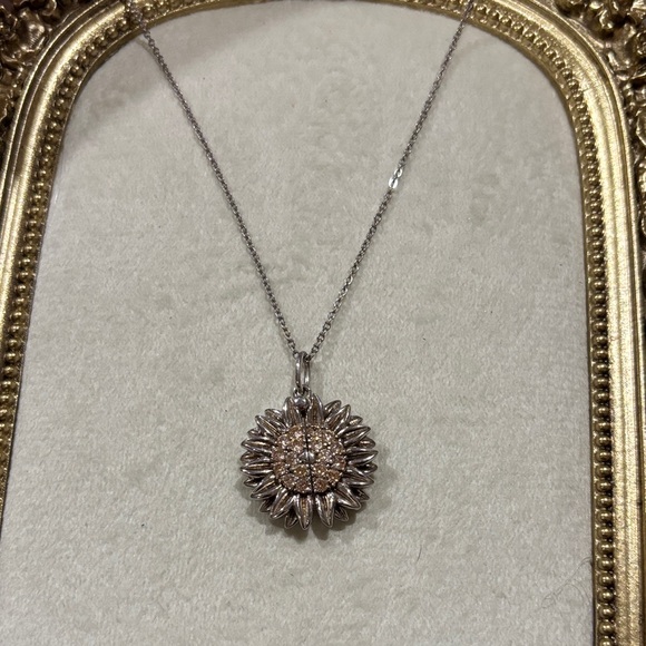 Jewelry - Sterling Silver sunflower locket necklace with a hidden message engraved